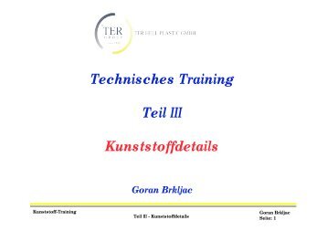 Technisches Training Teil III Kunststoffdetails - Mayweg GmbH