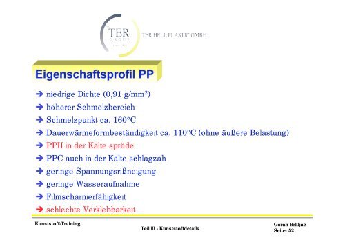 Technisches Training Teil III Kunststoffdetails - Mayweg GmbH