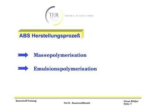 Technisches Training Teil III Kunststoffdetails - Mayweg GmbH