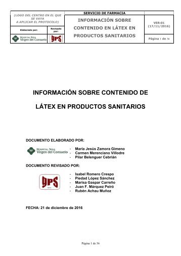 LÁTEX EN PRODUCTOS SANITARIOS