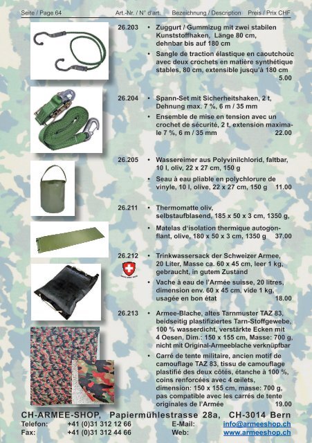 Armee Artikel Katalog 2016  