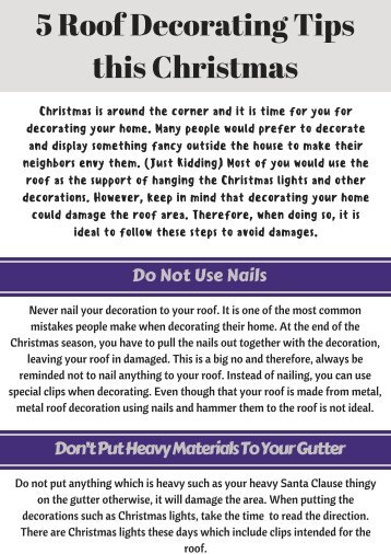 Avoid these things while Decorating your Roof in Christmas