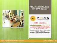 Yoga Teacher Training Program Details