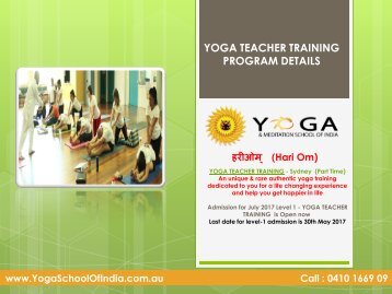 Yoga Teacher Training Program Details