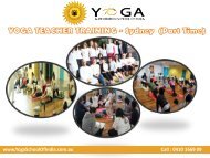 YOGA TEACHER TRAINING - Sydney  (Part Time)