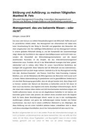 Erklärung und Aufklärung - Manfred W. Petz Innovations-Management