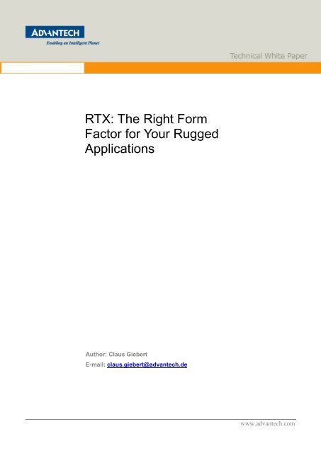 RTX The Right Form Factor for Your Rugged Applications