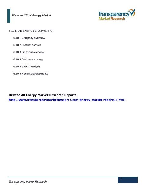 Wave and Tidal Energy Market