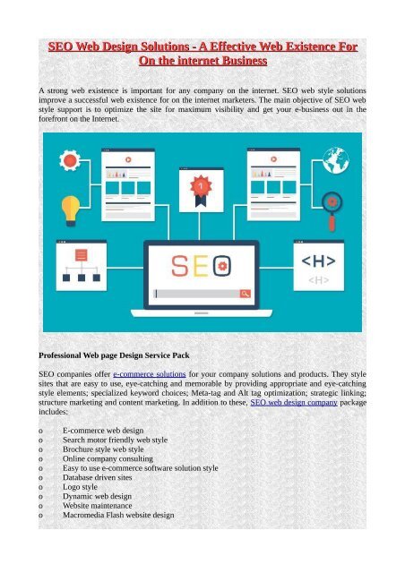 Seo Web Design Solutions A Effective Web Existence For On The Internet Business