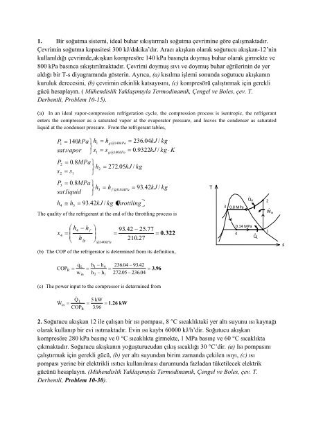 Termodinamik 2 (Çözümlü Örnek Problemler - 38 Soru)