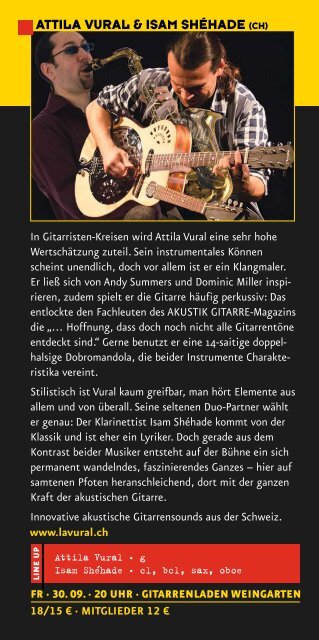 Jazztime Ravensburg e.V. - Herbst 2016