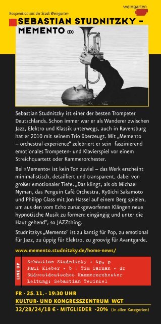 Jazztime Ravensburg e.V. - Herbst 2016