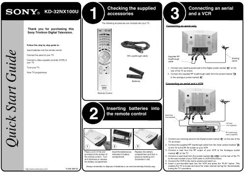 Sony KD-32NX100U - KD-32NX100U Guida di installazione Inglese