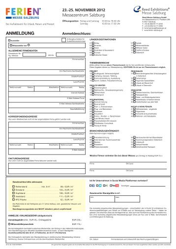 ANMELDUNG - Ferien Messe Salzburg