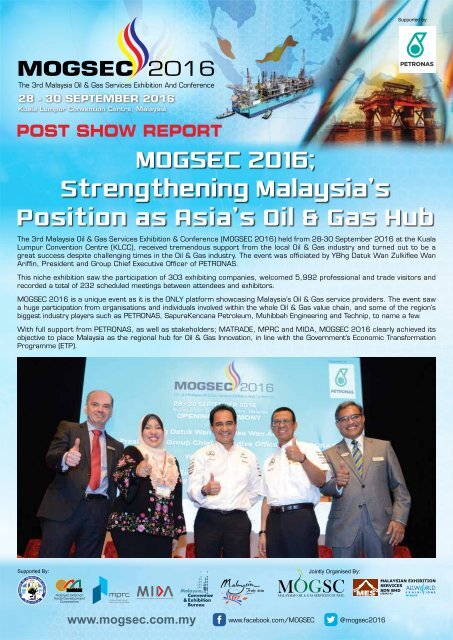Mogsec MOGSEC 2016 Strengthening Malaysia’s Position as Asia’s Oil & Gas Hub