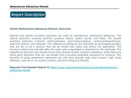 Waterborne Adhesives Market, 2016 – 2024