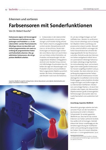 Farbsensoren mit Sonderfunktionen - KI