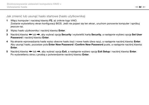 Sony VPCCB4P1E - VPCCB4P1E Istruzioni per l'uso Polacco
