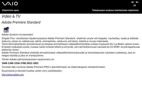 Sony VGN-A217S - VGN-A217S Manuale software Finlandese