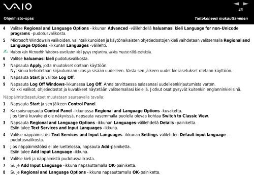 Sony VGN-A217S - VGN-A217S Manuale software Finlandese