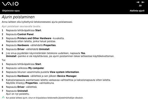 Sony VGN-A217S - VGN-A217S Manuale software Finlandese