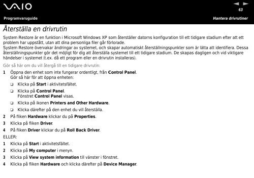 Sony VGN-A217S - VGN-A217S Manuale software Svedese