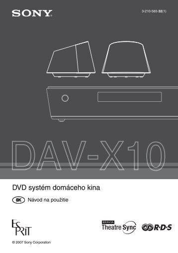 Sony DAV-X10 - DAV-X10 Istruzioni per l'uso Slovacco