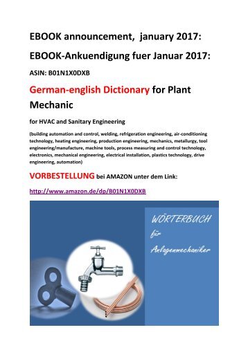 ebook announcement (january 2017): german-english Dictionary for Plant Mechanic german-english