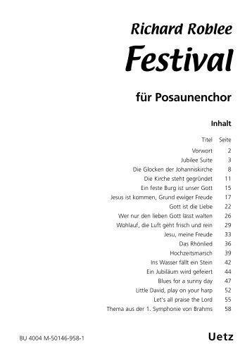 Inhaltsverzeichnis Festival