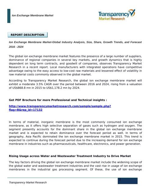 Global Ion Exchange Membrane Market: Rising Demand for Clean Water to Encourage Increased Demand, says TMR