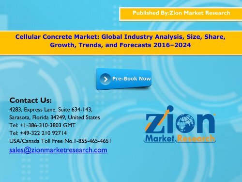 Cellular Concrete Market, 2016 – 2024