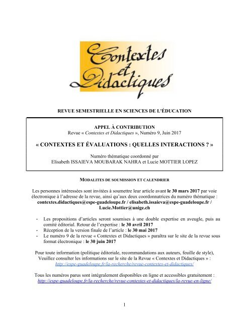 « CONTEXTES ET ÉVALUATIONS  QUELLES INTERACTIONS ? »