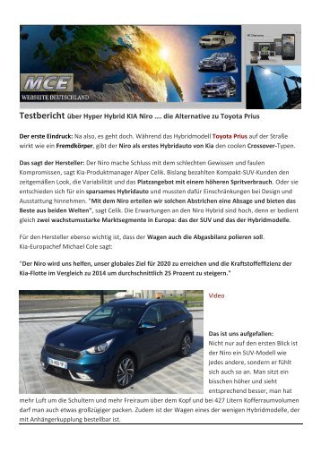 Expose MCE  Kia niro 2016 - der saubere SUV  zu Top Konditionen ...