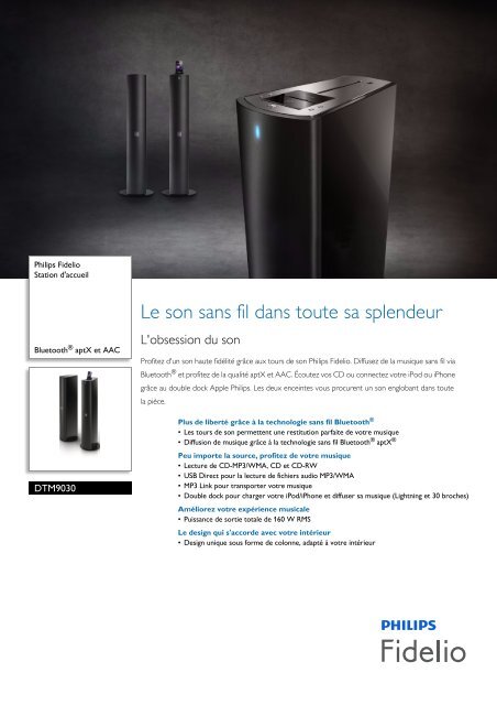 Philips Fidelio Station d'accueil - Fiche Produit - FRA