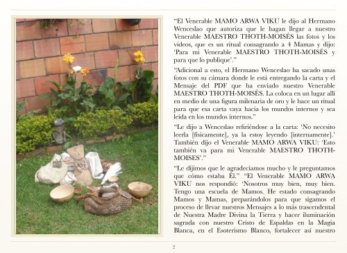 RITUAL DE CONSAGRACIÓN DE CUATRO MAMAS  Por el  VENERABLE MAMO ARWA VIKU