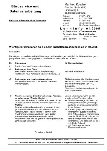 L ohninfo 01.2005 - Büroservice und Datenverarbeitung