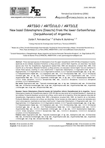 ARQUIVOS ENTOMOLÓXICOS ARTIGO / ARTÍCULO / ARTICLE