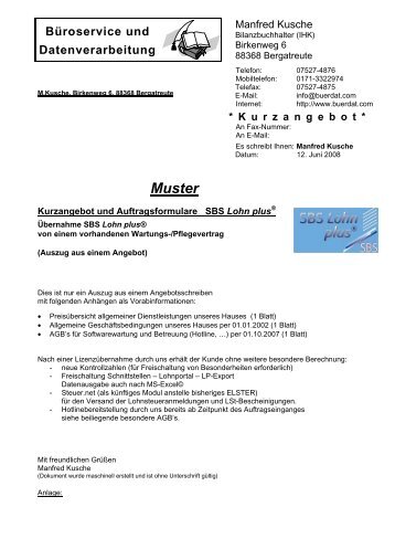 Muster - Büroservice und Datenverarbeitung