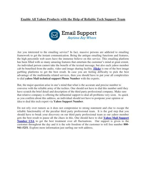 Yahoo Mail Support Number USA