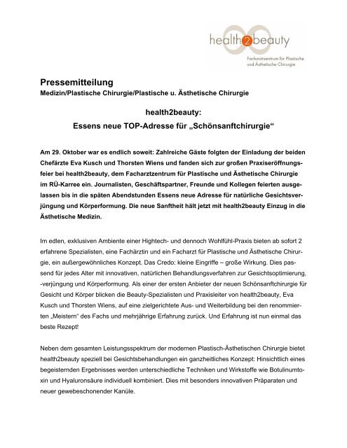 Pressemitteilung - Health2beauty