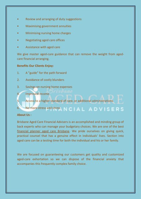 Aged care financial adviser Brisbane | Brisbane Aged Care Financial Advisers