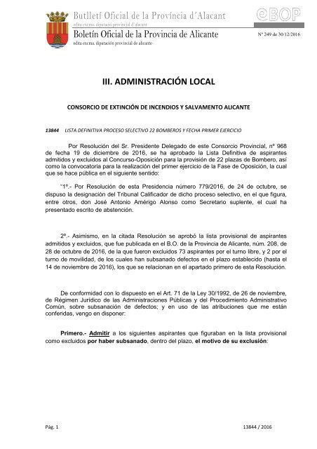 Boletín Oficial de la Provincia de Alicante