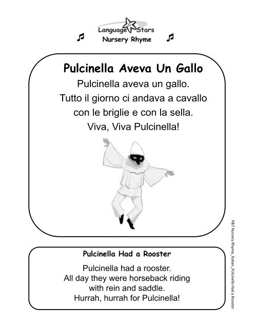 Parents and Tots Unit 1 WS 17 Nursery Rhyme Italian 