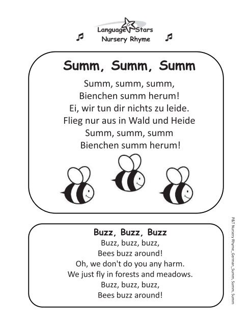 Parents and Tots Unit 1 WS 17 Nursery Rhyme German