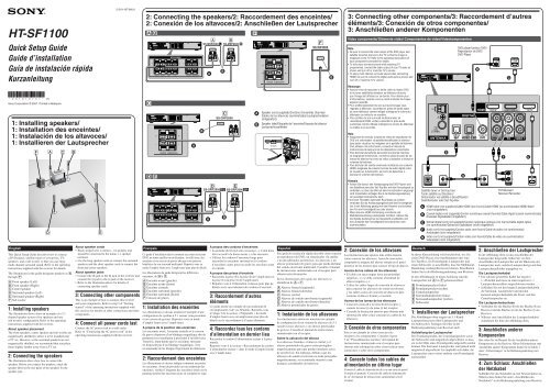 Sony HT-SF1100 - HT-SF1100 Guida di installazione Francese