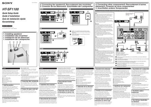 Sony HT-SF1100 - HT-SF1100 Guida di installazione Tedesco