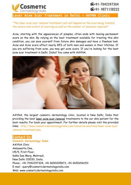 Laser Acne Scar Treatment In Delhi Aayna Clinic