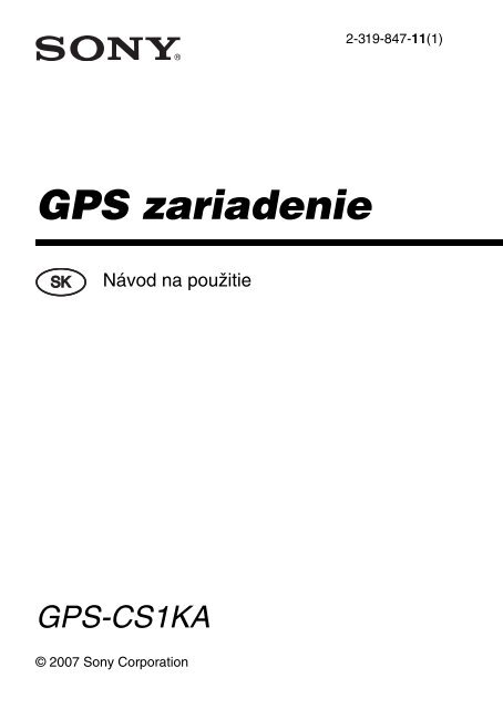 Sony GPS-CS1KA - GPS-CS1KA Istruzioni per l'uso Slovacco