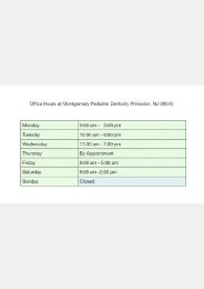 Office Hours at Montgomery Pediatric Dentistry Princeton, NJ 08540
