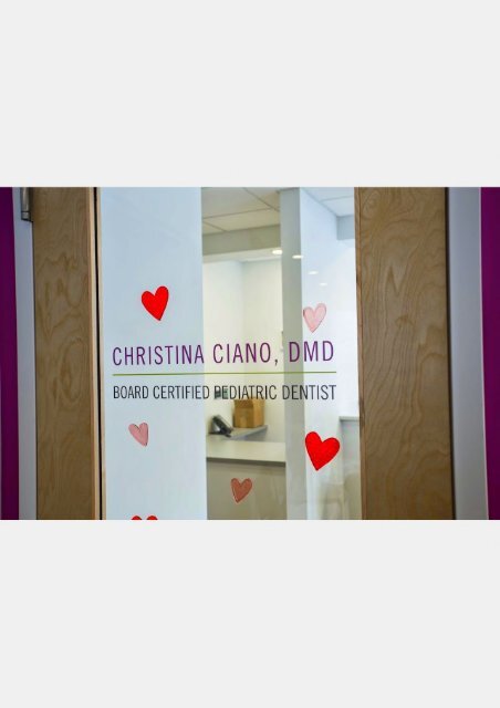 Signage on the door of our pediatric dentist Dr. Christina Ciano's office in Princeton, NJ 08540